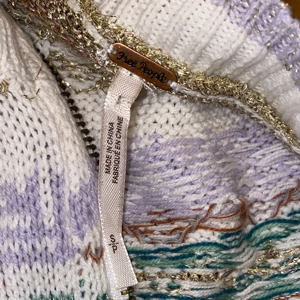 NWT!Free People Cozy Cottage 1/2 Zip Sweater Nordic-Inspired Size Small $128